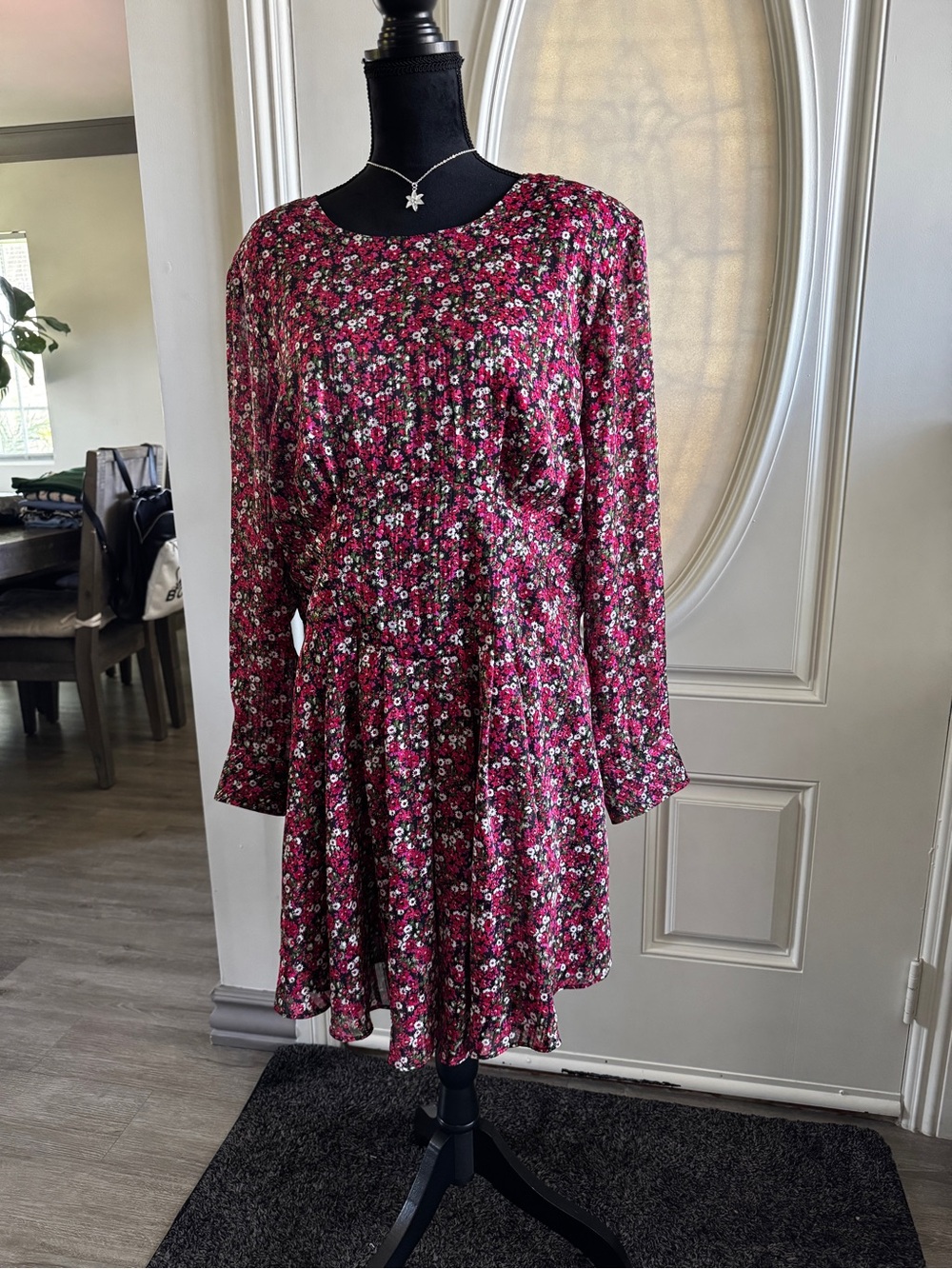 1. State Burgundy Pink Floral Long-Sleeve Dress